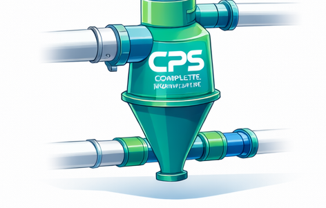 Cartoon-style material cyclone with CPS branding