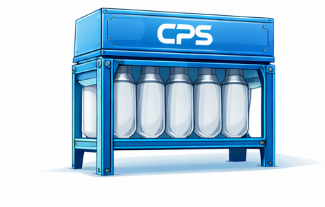 Cartoon-style filter bag manifold with CPS branding