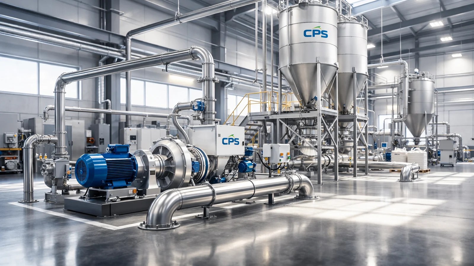 Pneumatic conveying system layout (AI generated concept visual)